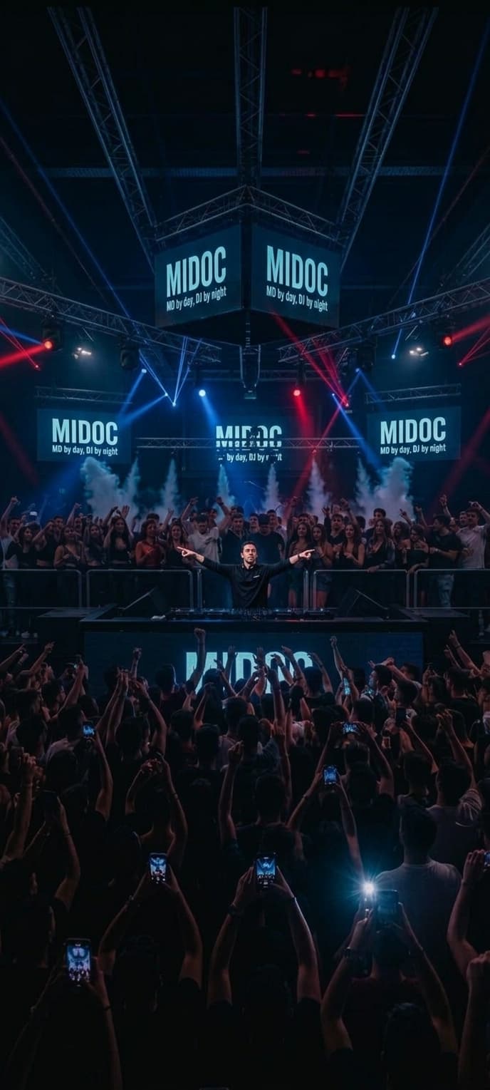 MIDOC — dark club concept with lasers and a central DJ booth
